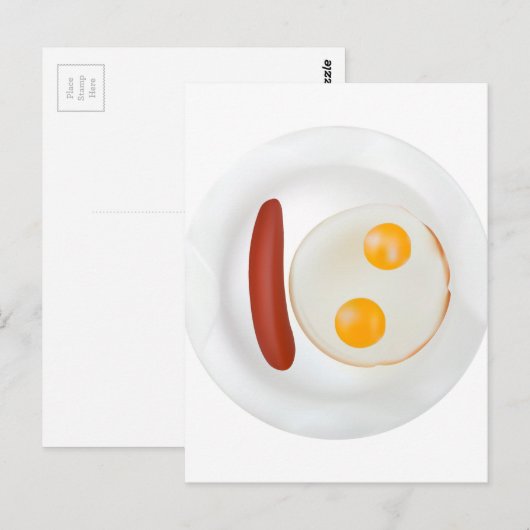 Funny afbeelding van gerasterde eieren met worst briefkaart (Voorkant / Achterkant)