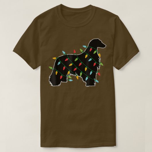 Funny Afghan Greyhound Dog Tree-kerstlampjes X T-shirt (Design voorkant)
