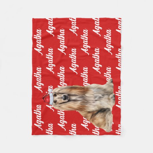 Funny Afghan Hound Dog Name Patterned Christmas Fleece Deken (Voorkant)