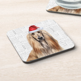 Funny Afghan Hound Dog Woof Word Art Holiday Bier Onderzetter