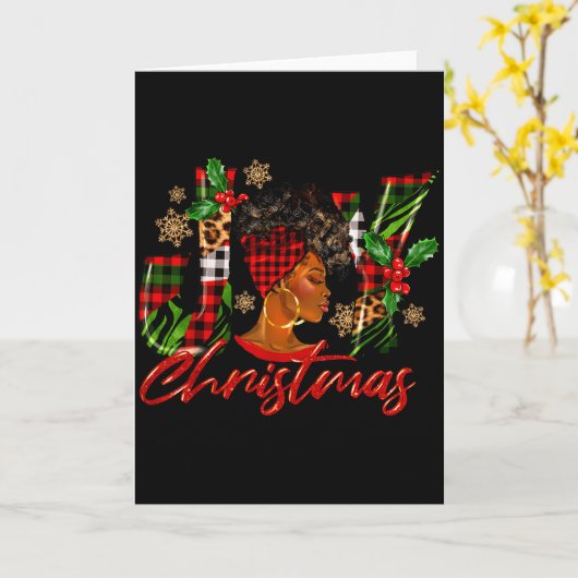 Funny African American Joy Christmas Black Woman A Kaart (Gele Bloem)