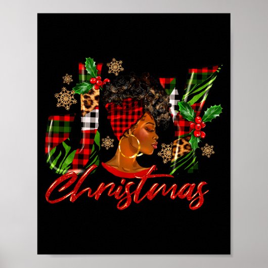 Funny African American Joy Christmas Black Woman A Poster (Voorkant)