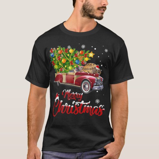 Funny African Sulcata Tortoise Driving Kerstmis T T-shirt (Voorkant)