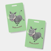Funny african warthog pig cartoon badge (Voor- en achterkant)