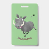 Funny african warthog pig cartoon badge (Achterkant)