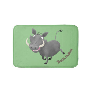 Funny african warthog pig cartoon badmat