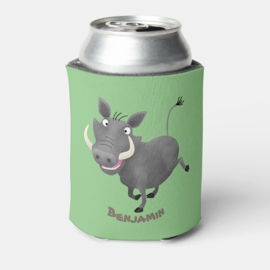 Funny african warthog pig cartoon blikjeskoeler (Blikje Achterkant)