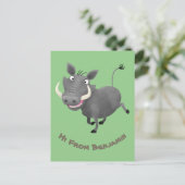 Funny african warthog pig cartoon briefkaart (Staand voorkant)