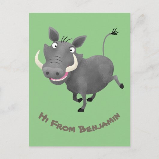 Funny african warthog pig cartoon briefkaart (Voorkant)