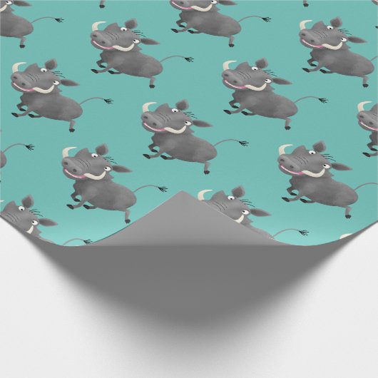 Funny african warthog pig cartoon cadeaupapier (Hoek)