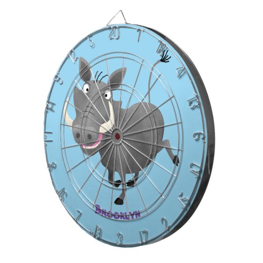 Funny african warthog pig cartoon dartbord (Voorkant Rechts)