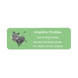 Funny african warthog pig cartoon etiket