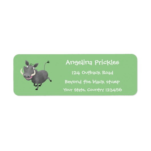 Funny african warthog pig cartoon etiket (Voorkant)