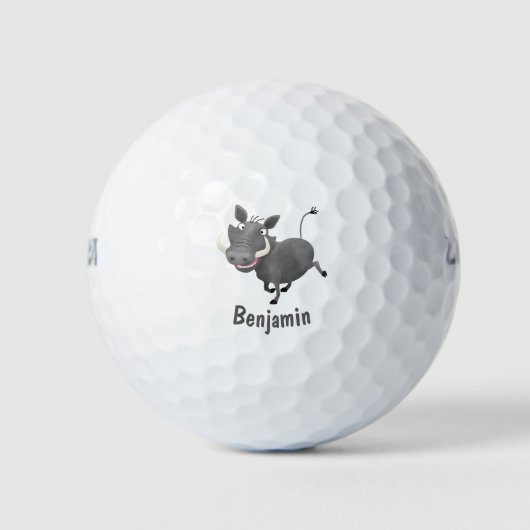 Funny african warthog pig cartoon golfballen (Voorkant)
