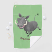Funny african warthog pig cartoon golfhanddoek (Insitu)
