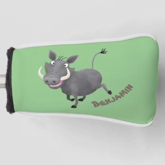 Funny african warthog pig cartoon golfheadcover (Voorkant)