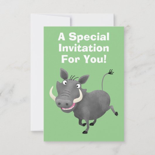 Funny african warthog pig cartoon kaart (Achterkant)