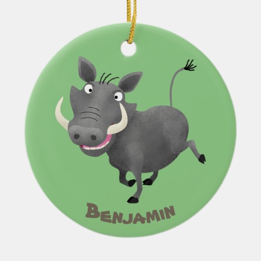 Funny african warthog pig cartoon keramisch ornament (Voorkant)