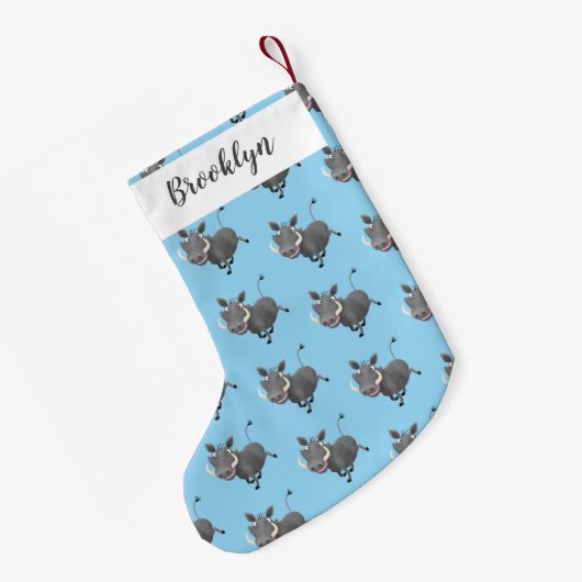 Funny african warthog pig cartoon kleine kerstsok (Achterkant (Hangend))
