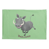 Funny african warthog pig cartoon kussensloop (Achterkant)