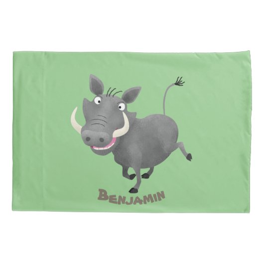 Funny african warthog pig cartoon kussensloop (Achterkant)