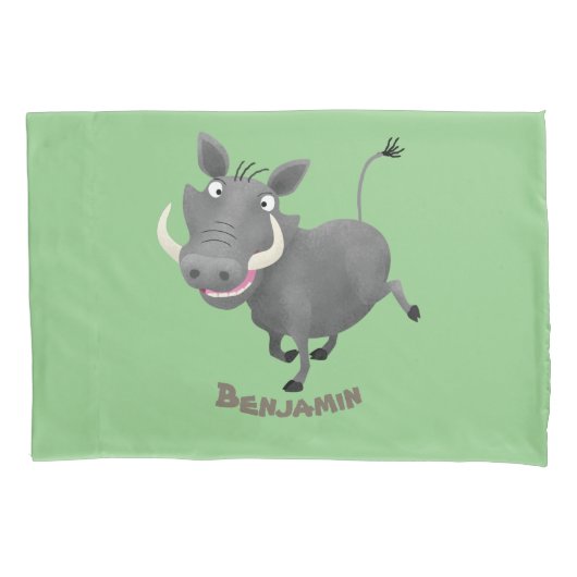 Funny african warthog pig cartoon kussensloop (Voorkant)