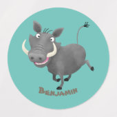 Funny african warthog pig cartoon labels (Design 2)