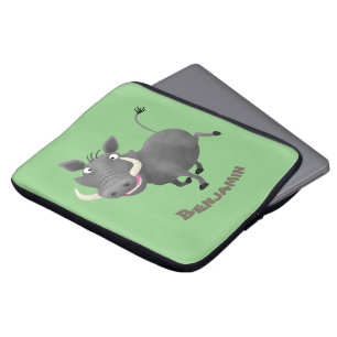 Funny african warthog pig cartoon laptop sleeve