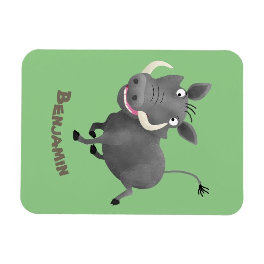 Funny african warthog pig cartoon magneet (Horizontaal)
