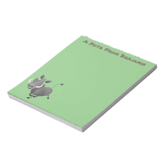 Funny african warthog pig cartoon notitieblok (Linkerzijde)