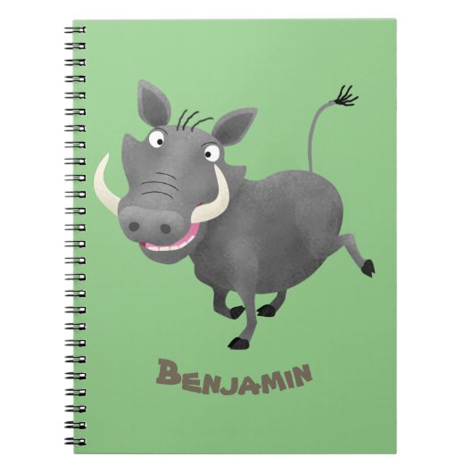 Funny african warthog pig cartoon notitieboek (Voorkant)