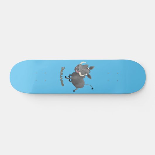 Funny african warthog pig cartoon persoonlijk skateboard (Horizontaal)