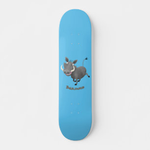 Funny african warthog pig cartoon persoonlijk skateboard