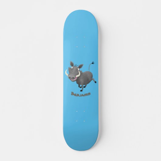 Funny african warthog pig cartoon persoonlijk skateboard (Voorkant)