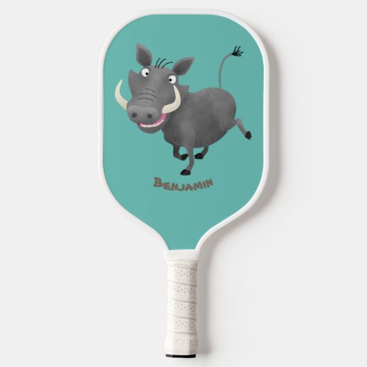 Funny african warthog pig cartoon pickleball paddle (Achterkant)