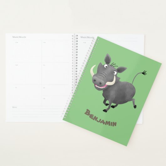 Funny african warthog pig cartoon planner (Display)