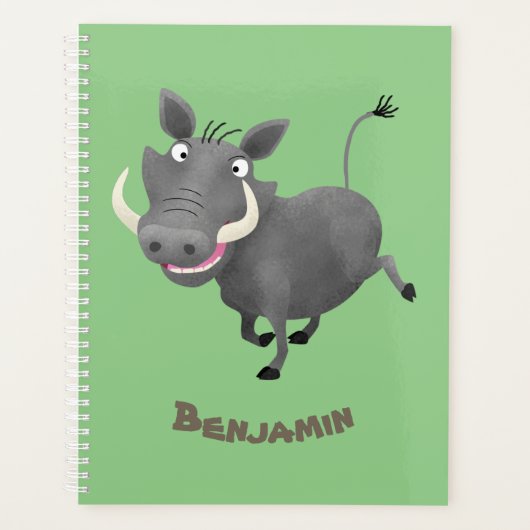 Funny african warthog pig cartoon planner (Voorkant)
