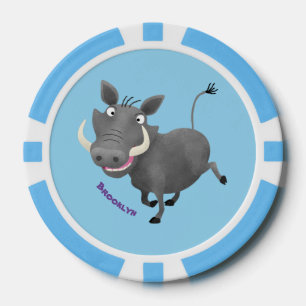 Funny african warthog pig cartoon poker chips