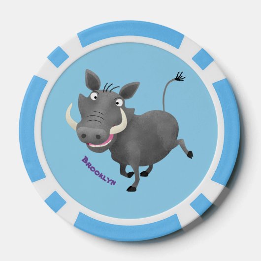 Funny african warthog pig cartoon poker chips (Achterkant)