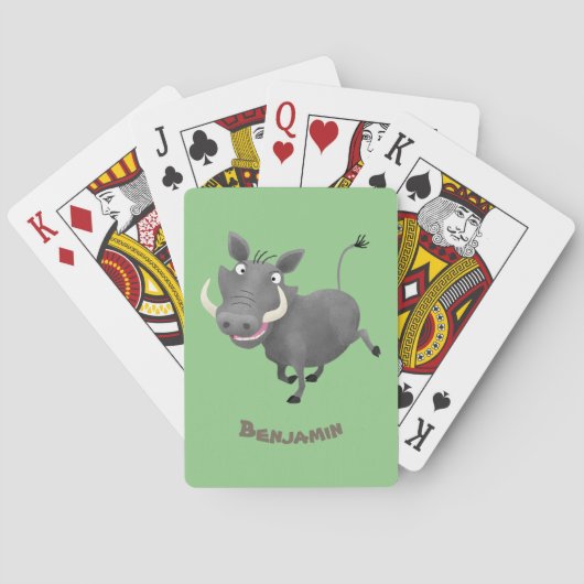 Funny african warthog pig cartoon pokerkaarten (Achterkant)