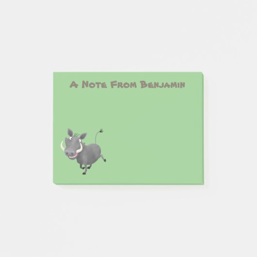 Funny african warthog pig cartoon post-it® notes (Voorkant)