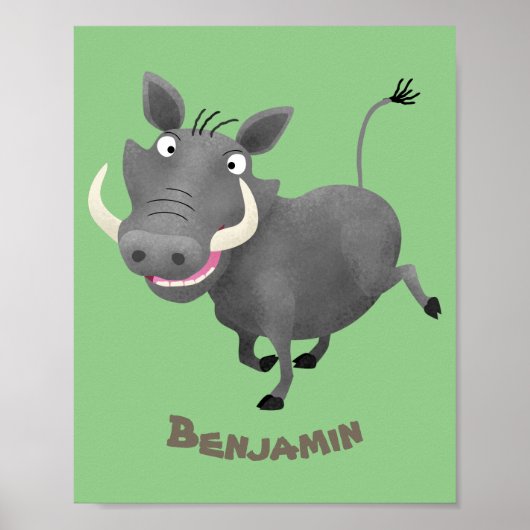Funny african warthog pig cartoon poster (Voorkant)