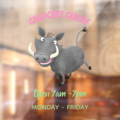 Funny african warthog pig cartoon raamsticker (Vel 2)
