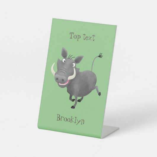Funny african warthog pig cartoon reclamebord met voetstuk (Voorkant)