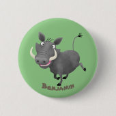 Funny african warthog pig cartoon ronde button 5,7 cm (Voorkant)