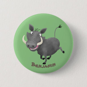 Funny african warthog pig cartoon ronde button 5,7 cm