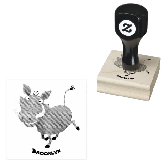 Funny african warthog pig cartoon rubberstempel (Gestempeld)