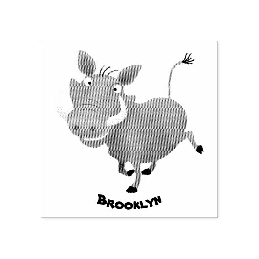 Funny african warthog pig cartoon rubberstempel (Afrduk)