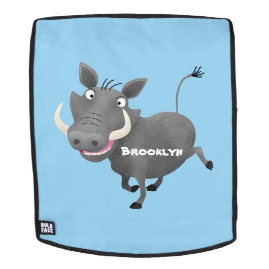Funny african warthog pig cartoon rugtassen (Verwijderbaar gezicht)