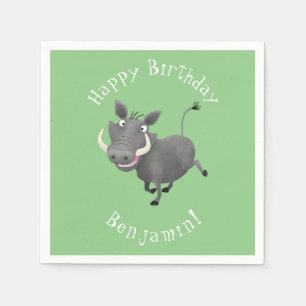 Funny african warthog pig cartoon servet